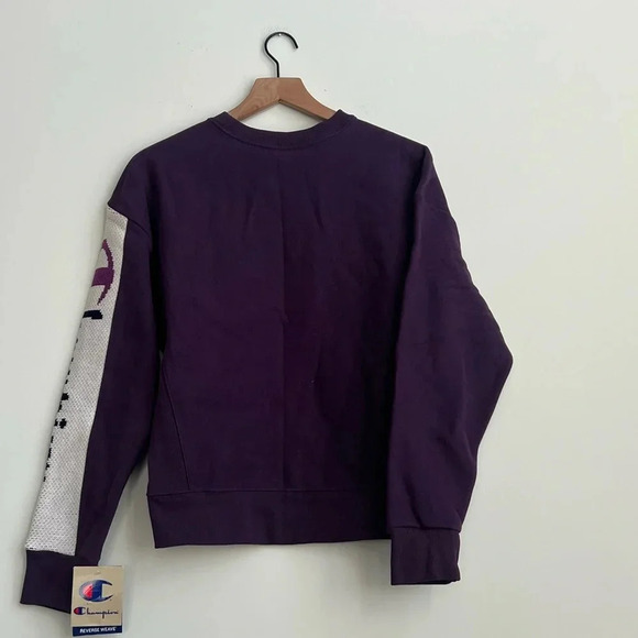 New Champion Reverse Weave Sweatshirt Purple Long Sleeve Embroidered Knit logo - Picture 4 of 16